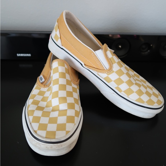 Slip-On Mustard Yellow Checkered Vans - Picture 3 of 7